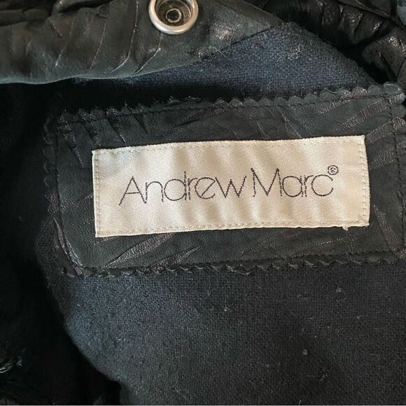 Vintage Andrew Marc Black genuine Leather Jacket Patterned Nubuck - Picture 15 of 15